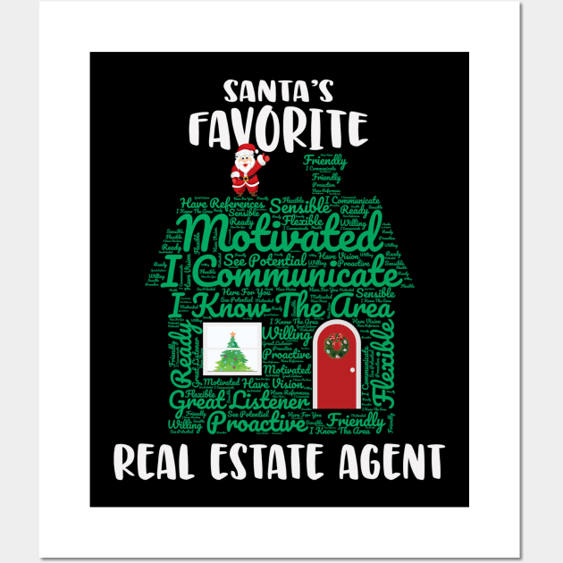 Santas Favorite Real Estate Agent Christmas Word Cloud Wall Art by Rosemarie Guieb Designs